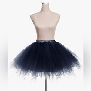 Adult Women 80s Tutu Skirt Layered Tulle Petticoat Halloween Tutu Black Size S/L